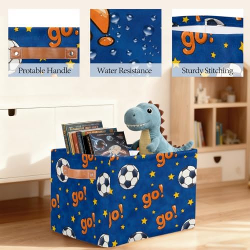 Soccer Storage Basket Toy Storage Bins Collapsible Cube Organizer - Image 6