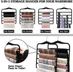 Closet Organizers and Storage, 5 Pack Velvet Pants-Hangers-Space-Saving | Non Silp 5 Tier Scarf Jeans Organizer, Dorm Room Essentials for College Students Girls Boys Guys, Home Storage - Image 3