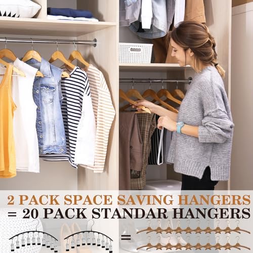 Legging Organizer for Closet, Metal Yoga Pants Hangers 2 Pack w/10 Clips Holds 20 Leggings, Space Saving, Clips Hanger for Pants, Shorts, Scarf, Hats (Black+Grey) - Image 5