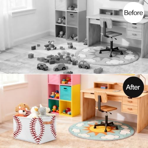 Baseball Storage Basket Toy Storage Bins Collapsible Cube Organizer - Image 4