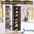 SpaceAid 7 Tier Rotating Shoe Rack Tower, Spinning Shoe Display Lazy Susan, Revolving 360 Shoe Rack Storage Round Carousel, Vertical Handbag Rotate Shoes Closet Organization (7-Tier Black) - Image 4