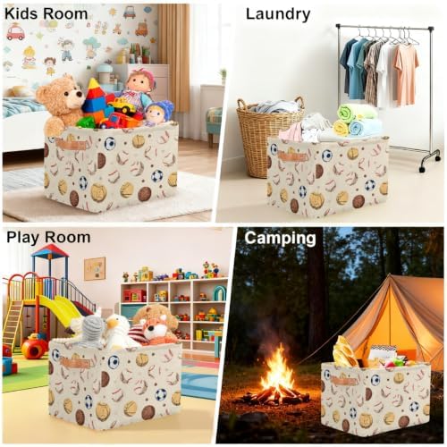 Soccer Storage Basket Toy Storage Bins Collapsible Cube Organizer - Image 5