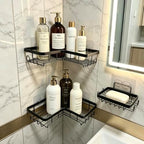 Shower Caddy 3 Pack, No Drilling Adhesive Bathroom Organizer Shelf Rack, Corner Shower Shelf with Hooks for Home Decor & Storage by Unknown