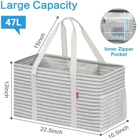 LHZ.K Extra Large Utility Tote Bag, Standing Reusable Grocery Bags, 2 Pack - Image 4