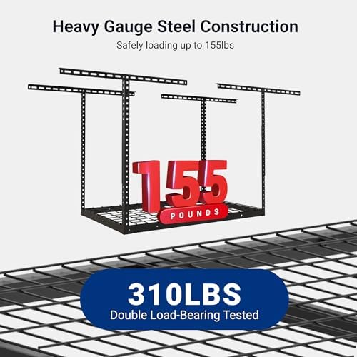 FLEXIMOUNTS 2x3 Overhead Garage Ceiling Storage Rack Organization, Black - Image 4