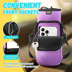 Nuovoware Water Bottle Carrier Bag, 25oz/32oz Bottle Pouch Holder, Adjustable Shoulder Hand Strap 2 Pocket Sling Neoprene Sleeve Sports Water Bottle Bag for Men Women Hiking Travel, Taro Purple - Image 2