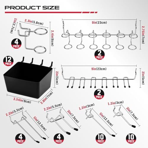 300-Piece Pegboard Hook Set, Pegboard Organizer Accessories for Hanging, Durable Metal Hooks for Tool Organization, Garage, Workshop, and Craft Storage - Image 4