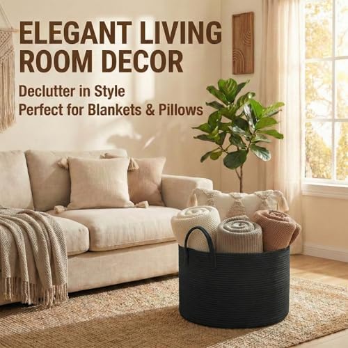 JMvicyroam 115L Extra Large Machine Washable Cotton Rope Blanket Basket - Image 2