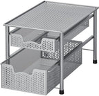 Simple Houseware Stackable 2 Tier Sliding Basket Organizer Drawer, Silver by SimpleHouseware