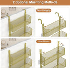 VyGrow Over The Door Organizer, Metal Door Organizer Hanging with 5 Adjustable Baskets and Coat Hook, Behind The Door Storage for Bedroom Closet Bathroom Pantry Cabinet Kitchen, Gold - Image 4