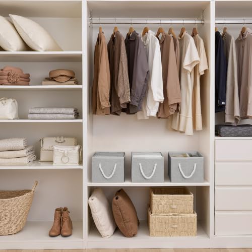 StorageWorks Storage Baskets for Shelves, Closet Organizers and Storage Bins, Fabric Organizer Bins for Clothes, Closet Shelf Organizer, Gray, Large, 3-Pack - Image 2