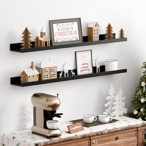 upsimples Floating Shelves for Wall Decor and Storage, Black, 6Pcs 35.5'' - Image 2