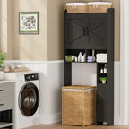 Homhedy Wooden Over The Toilet Storage Cabinet with Barn Door - Image 7