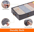 Lifewit Under Bed Storage Bag Organizer with Reinforced Handle Thick Fabric Clear Window Large Capacity Foldable Underbed Storage Container for Clothes Blankets Set of 6 Organization and Storage, Grey - Image 5