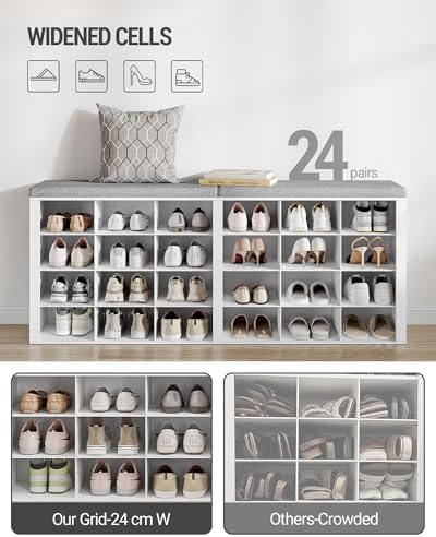 Hzuaneri Shoe Storage Bench with Cushion, Storage Bench with 24 Cubbies - Image 4