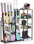 Freestanding Snowboard Rack - 4 Pair Ski, 3 Pack Snowboard, Boot, Pole, Goggles, Helmet Rack for Garage, Shed, Basement by Lurgno