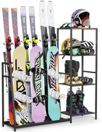 Freestanding Snowboard Rack - 4 Pair Ski, 3 Pack Snowboard, Boot, Pole, Goggles, Helmet Rack for Garage, Shed, Basement by Lurgno