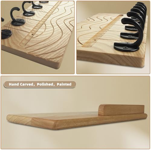 Key Holder Wall Decor, 11.8" Solid Ash Wood Entryway Organizer - Image 4