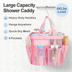 Mesh Shower Caddy Portable - 8 Pockets, S-Hook, Shower Bag for Dorm Camping - Image 3