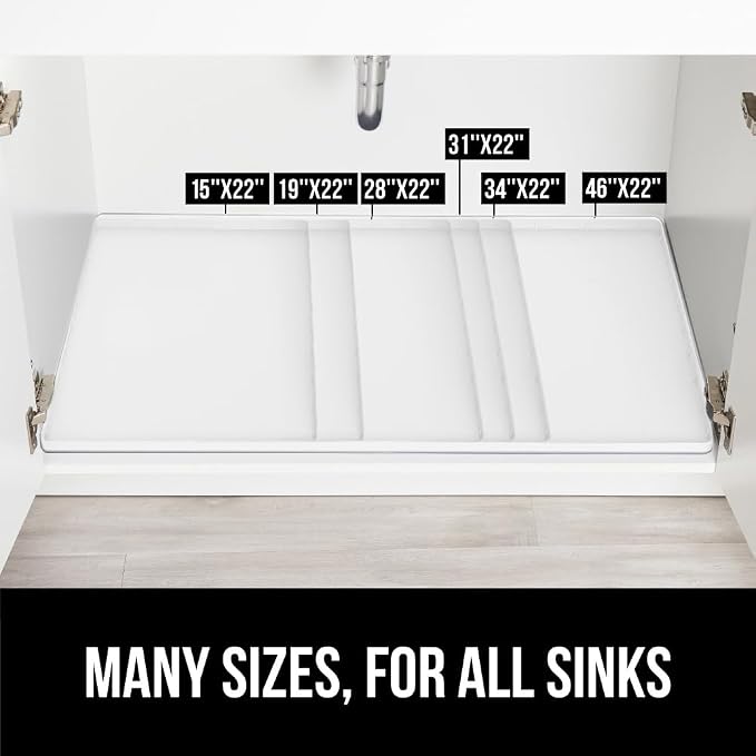 GORILLA GRIP Waterproof Silicone Under Sink Mat, Stay in Place, 15x22 White - Image 8