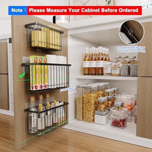 MUSTORN 3 Pack Adhesive Cabinet Door Organizer, Lid Organizers Inside Cabinet Food Container/Tumbler Lid Organizer and Storage Cup Lids Holder for Kitchen & Bathroom Wall Mounted(Black) - Image 2