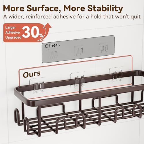 YASONIC Shower Caddy Adhesive, Rustproof Shower Organizer, Wall Shower Rack - Image 3