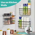 Sinnsally 3 Pack Cabinet Door Organizer,Self Adhesive Lid Organizers Inside Cabinet Storage Boxes,Hanging Storage Basket Organizer Wall Mounted Pantry Caddy Cup Holder for Kitchen,Fridge,Bathroom - Image 4