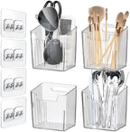 Lae Nuvole Clear Adhesive Wall Organizer Bins, Cabinet Door Storage, 4 Pack by LaeNuvole