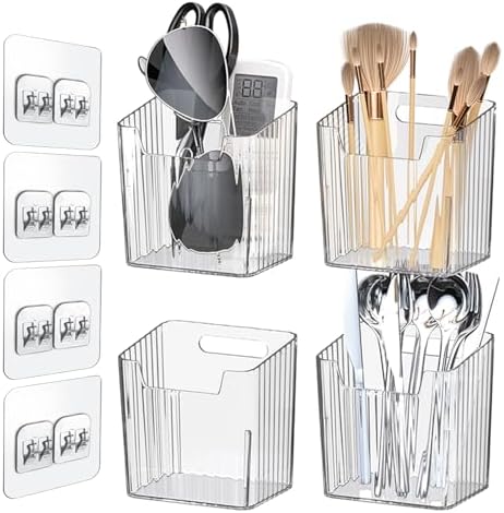 Lae Nuvole Clear Adhesive Wall Organizer Bins, Cabinet Door Storage, 4 Pack by LaeNuvole