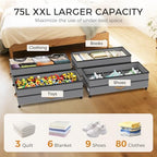 75L 4 Pack Adjustable Under Bed Storage with Wheels - Image 3