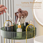 360° Rotating Makeup Organizer, Upgraded 2 Tier Skincare Perfume Organizers for Women, Bathroom Organizer Countertop, Clear Cosmetic Dresser Organizer with Makeup Brush Holder, Sink&Counter (Green) - Image 4