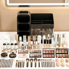 Large Capacity Makeup Organizer Countertop with Makeup Brush Holder for Vanity, Thickened Material, Bathroom Countertop Organizer Skin Care Perfumes Storage, Teen Girl Gifts for 12-23 Year（black） - Image 3
