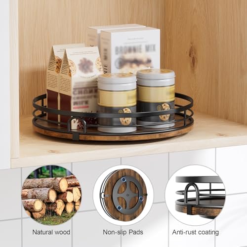 LAMU 12'' Lazy Susan Turntable Organizer for Cabinet, Round Wood Lazy Susan for Table Top, Countertop, Kitchen, Pantry, Spice, Bathroom Vanity, Decor - Image 3