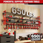 Large Power Tool Organizer Wall Mount, 16 Drill Holders Storage Rack, Red - Image 6