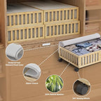 MHXW SXPN 2 Pack Bamboo Under Bed Storage Containers with Wheels, Nature | Underbed Drawer Storage with Bag, Wood Rolling Underbed Organizer for Shoes, Sheets Clothes Blanket Comforter, Under Crib Toy - Image 3