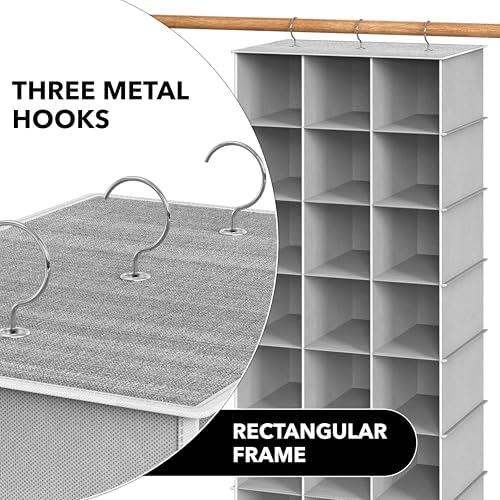 Simple Houseware 24 Section Shelves Hanging Shoes Organizer, Gray - Image 6
