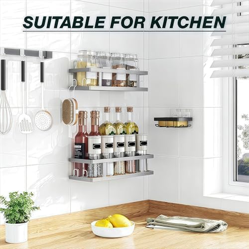 Youvip Adhesive Shower Caddy, Silver, 3 Pack - Image 7