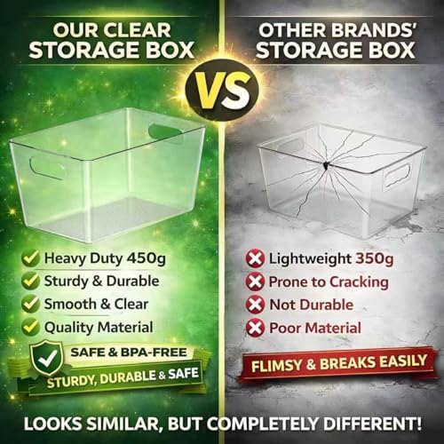 4 Pack Large Clear Plastic Storage Bins, Kitchen &Pantry Organizer - Image 4