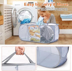 Durable Collapsible Foldable Pop Up Laundry Hamper, Sturdy 3 Compartments, Handy Pocket & Easy to Sort Clothes Hampers for Dorm, Kids Room, Travel - Grey - Image 5