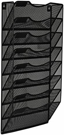 EasyPAG 8 Pocket Mesh Wall File Organizer, Hanging Paper Folder Holder with Classify Label, Vertical Wall Mount Mail Organizer for Office Home Classroom, Black - Image 2