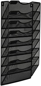 EasyPAG 8 Pocket Mesh Wall File Organizer, Hanging Paper Folder Holder with Classify Label, Vertical Wall Mount Mail Organizer for Office Home Classroom, Black - Image 2
