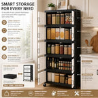 3 Tier Foldable Storage Cabinet with Wheels and Magnetic Doors - Image 5