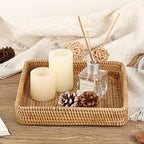 Hipiwe Key Basket Bowl for Entryway Table Rattan Serving Tray, 8.1" x 8.1" - Image 6