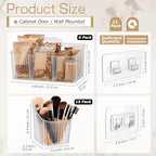 21 Pack Cabinet Door Organizer Adhesive Wall Mount Storage Bins Makeup Containers Stackable Organizer Basket for Kitchen Cabinets, Bathroom, Pantry, Office, Refrigerator (Frosted Clear) - Image 2