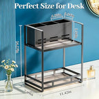Bathroom Counter Organizer, Metal Vanity Shelf with Hair Dryer Holder - Image 2