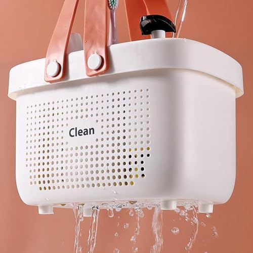 Portable Shower Caddy Basket with Handle Plastic Storage Basket Small White - Image 5