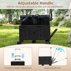 Goplus Large Foldable Utility Cart w/ 2-Tier Storage Crates, 5 Rotate Wheels, Metal Telescoping Handle, Portable Rolling Trolley Collapsible Cart for Grocery Shopping Camping & Travel - Image 6