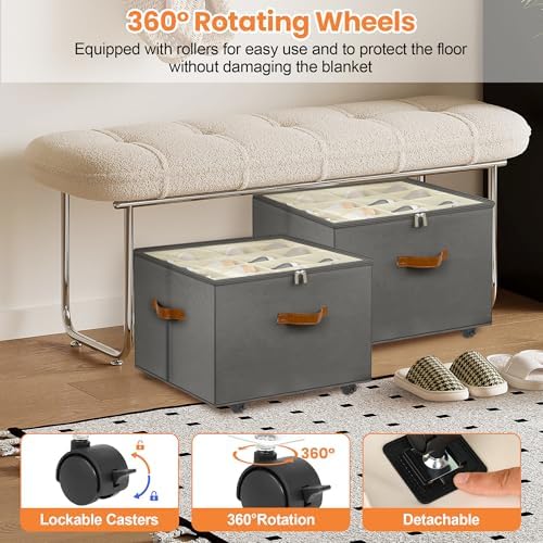 Foyego 2 Pack Shoe Organizer for Closet, Shoe Storage with Wheels, Gray - Image 5