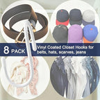 HiGift Purse Hanger for Closet, 8 Pack Unique Twist Design White Vinyl Coated Bag Hooks Organizer Hanging, Large Closet Hooks Purse Organizer Holder for Hanging Purse,Handbag,Belt,Hat,Backpack,Jeans - Image 7