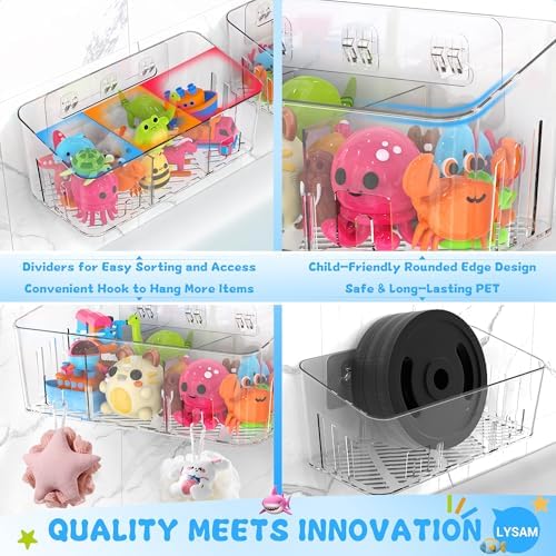 Bath Toy Storage 2 Packs, Large Bath Toy Holder - 3 Compartments, Quick-Dry - Image 5